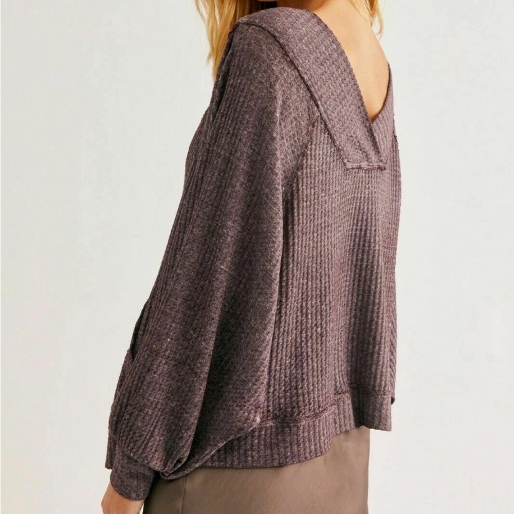 We The Free Off-the-Shoulder Textured Sweater in Taupe - Picture 2 of 7